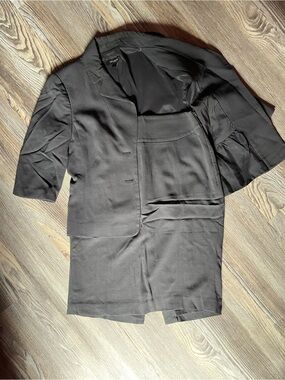 Classic Anne Taylor Wool Blend Black Women's Skirt Suit, Silk Lined